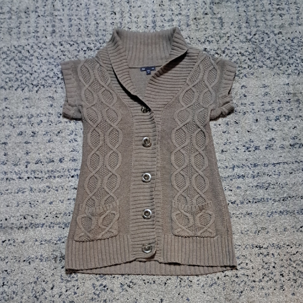 GAP Women's Taupe Cable Knit Cardigan